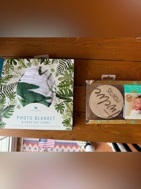 Photo Blanket with Leaf Print and month markers